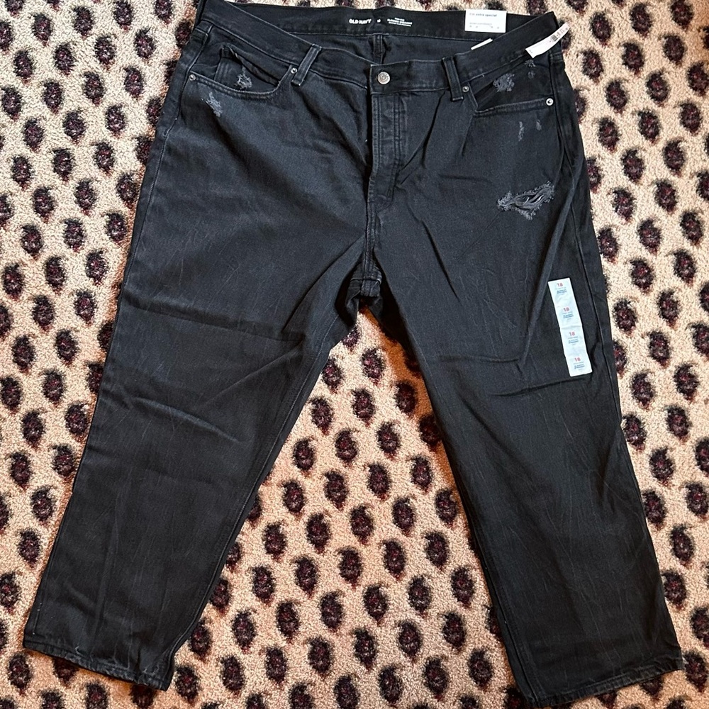 Old Navy Women’s High Rise BlackSlouchy Straight Cropped Jeans